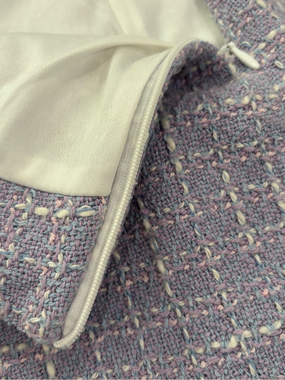 Zara Lavender Tweed Mini Skirt Size L - Picture 7 of 10